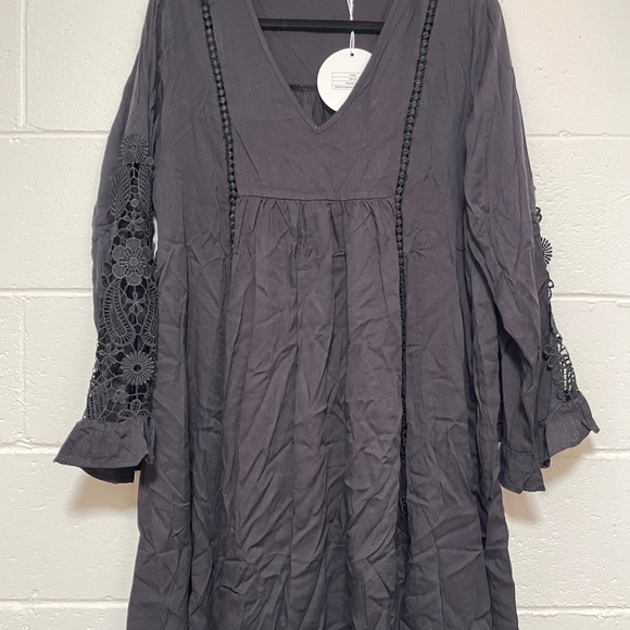 RUSTTYDUSTTY GUIPURE LACE INSERT SMOCK DRESS - Picture 7 of 11